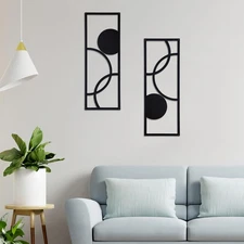 TYLCC Black Metal Wall Decor Modern Abstract Minimalist Geometric Aesthetic W...