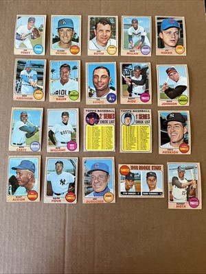 1968 Topps Baseball Lot 20 Different Stars HOF & RC Bahnsen Marichal Kaat Alston