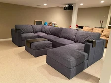 Lovesc Sactional Covers Set – Vintage Blue Rained Chenille – 7 Seats 8 Sides