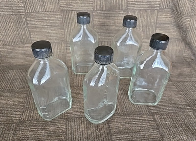 FIVE (5) Old Clear Glass Bottles - UNMARKED Useable/ Collectable Appear Vintage