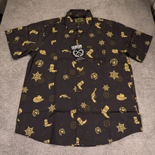 Dixxon Flannel Company Shirt Mens XL Black Western V-Twin Visionary Cowboy Boot