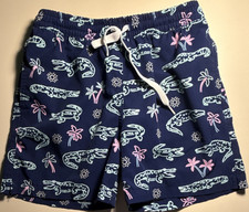 Chubbies Boys Swim Shorts S 8/9 Navy Pink Alligator Palm Mesh Lined Tropical
