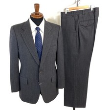 Mens Aquascutum Aquascutum 2 button single suit A5 M dark gray stripe no tuck sp