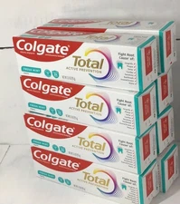 Lot Of 8 Colgate total Active Prevention Fresh Mint Toothpaste 3.3 Oz , Exp 2027