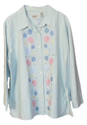 CLASSIC ELEMENTS WOMEN'S PLUS SZ TUNIC FLORAL EMBROIDERY BLOUSE SZ 20/22W EUC