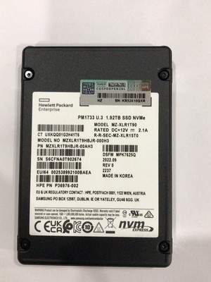 Samsung HP PM1733 1.92TB SSD U.3 NVME PCIE 4.0 MZ-XLR1T90 MZXLR1T9HBJR-00AH3