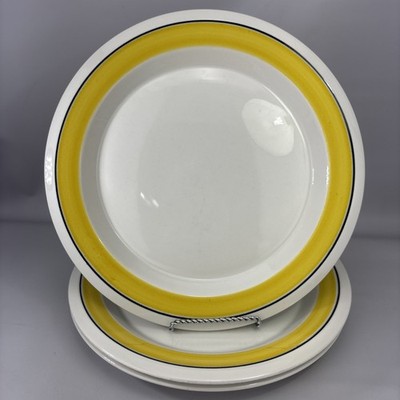 Vintage Arabia Finland Faenza Yellow Dinner Plate Set 3 Plates 10