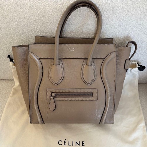 CELINE Luggage Micro Shopper Tote Bag Gray Used From Japan