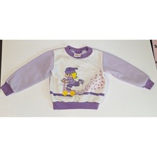 Vintage Kidzstuff Girls 3T Sweatshirt Purple White Scooter Hearts Made in USA