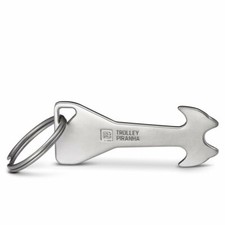 Einkaufswagenl&ouml;ser Schl&uuml;sselanh&auml;nger Trolley Piranha aus Metall (silber)