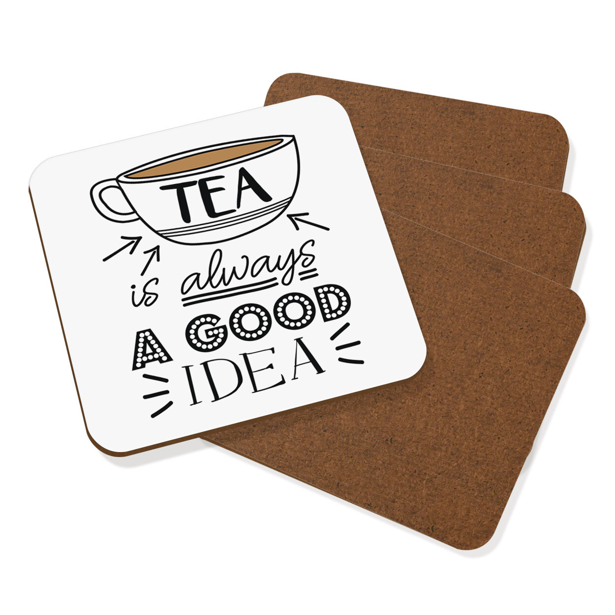 Tea Is Always A Good Idea Coaster Drinks Mat Set Of 4 - Funny Earl Grey English