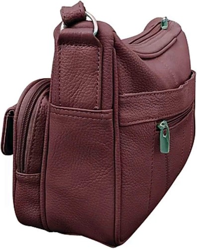 Medium Leather Handbag with Built-in Wallet - Stylish Ladies Organizer Bag - Picture 10 of 11