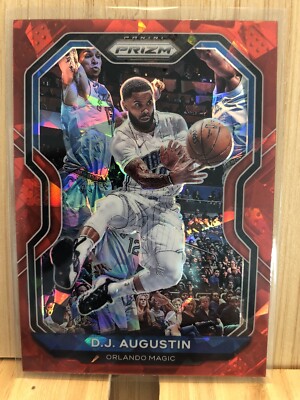 DJ Augustin 2020-21 Panini Prizm Basketball Red Cracked Ice #161 Orlando Magic