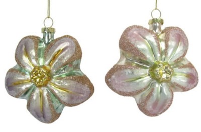 December Diamonds 79-81501 Set Of 2 Flower Shape 4'' Christmas Ornament