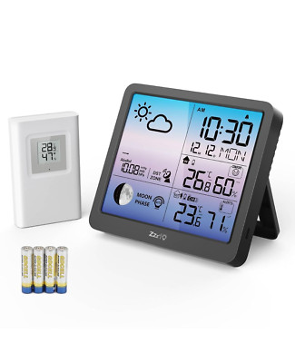 Weather Station Indoor Outdoor with Alarm Clock for Bedrooms, Thermometer Wirele