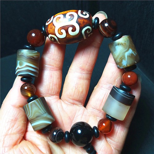 Raro 75.3G Hermoso Gobi Ojos de Ágata Pulsera/Piedra Curación B492 - Imagen 4 de 14