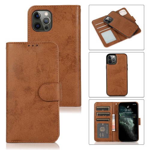 Retro Detachable Card Wallet Stand Case For iPhone 12 11 13 Pro Max XR XS 7 8 SE - Picture 16 of 18