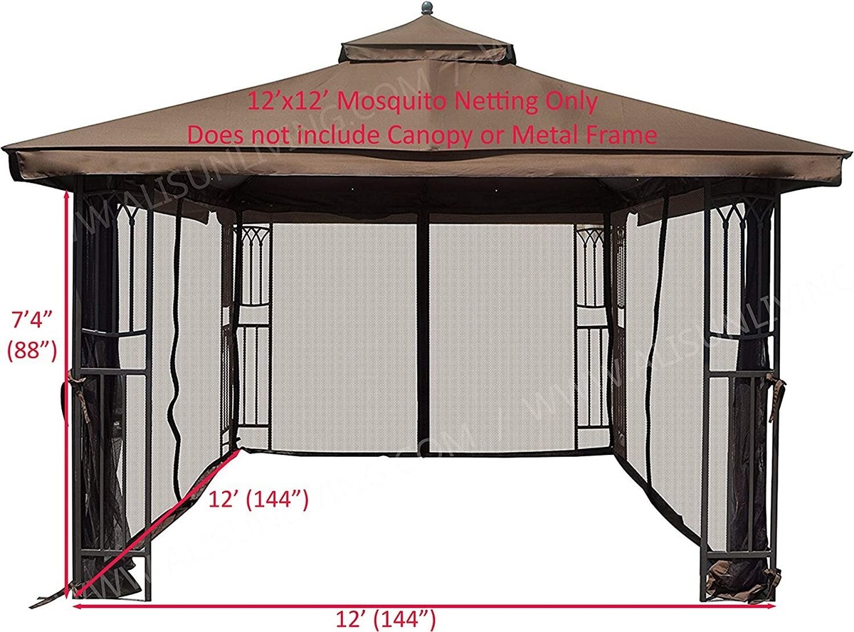 ALISUN Universal 12' x 12' Gazebo Mosquito Netting (Brown)
