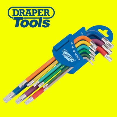 DRAPER Expert 9tlg Langarm Torx/TRX/TX Stern Schlüssel Set T10-T50 66143 farbcodiert