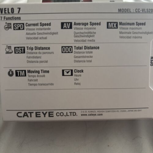Velo 7 Cat Eye Model Cc – VL 520 Wired Seven Functions Bike Computer  - Picture 3 of 4
