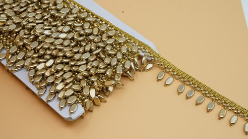 1 Yard Oval Form Perlen Fransen Braut Sari Quaste Borte Vorhang Kante Spitze Nähen - Bild 14 von 69