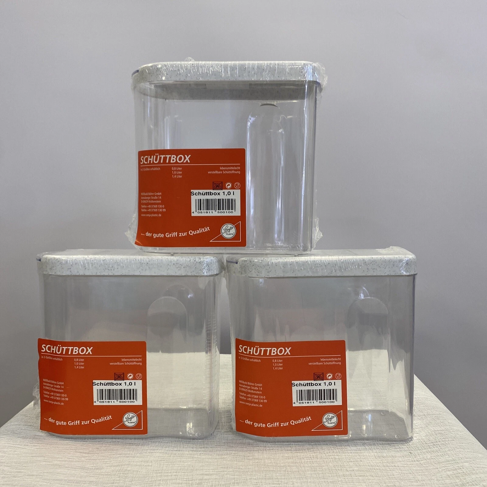 3x Bulk Box 1.0L - Sonja Plastic Made in Germany Kitchen Household