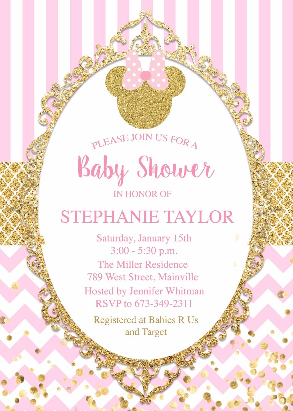 Free Minnie Mouse Baby Shower Invitation Template