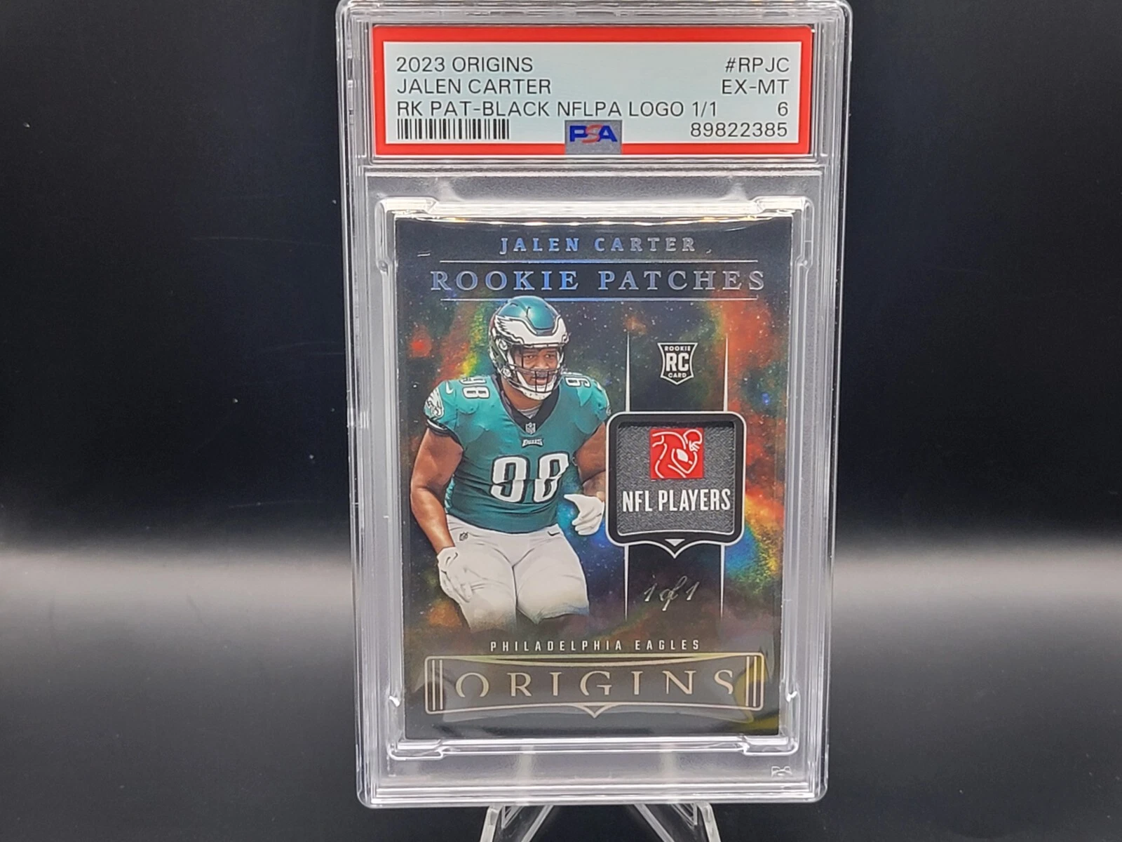 Jalen Carter Panini Origins Rookie Patches #RPJC Black Nflpa Logo 1/1