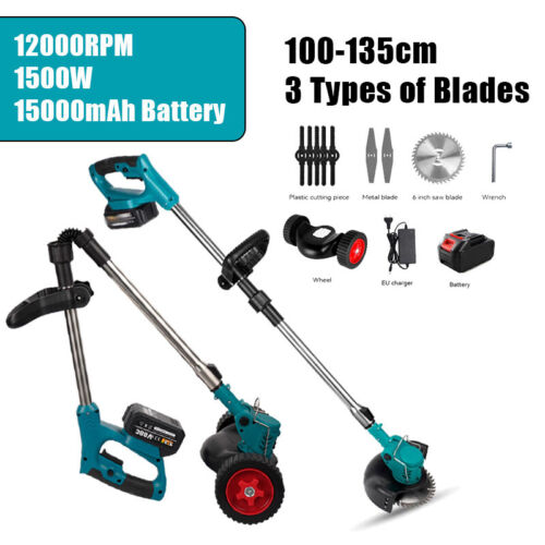 1500W Kabelloser Rasentrimmer Elektrischer Rasenmäher Mit 15000mAh 18V-21V Akku - Bild 4 von 21
