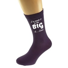 I've Made it to the Big 8 Ooh Printed in Vinyl on Ladies Purple Socks. 80th