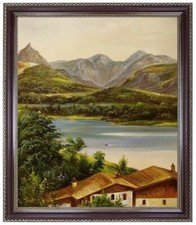 QUADRO A OLIO, Wolfgangsee, Ferdinand Georg Waldmüller DIPINTO A OLIO, DIPINTO A MANO, F:50x60cm