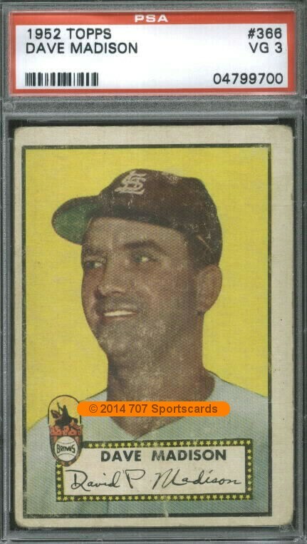 1952 Topps 366 Dave Madison PSA 3 (9700)