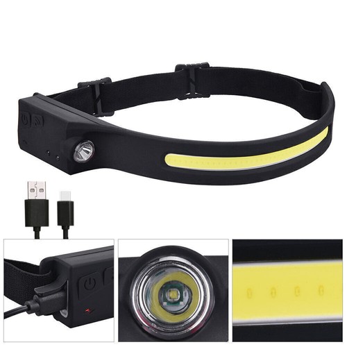 COB LED Headlamp Headlight Head Torch USB Rechargeable Flashlight Work Light - Picture 2 of 12