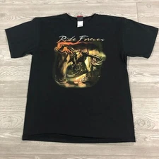 Hot Leathers Shirt Mens L Black Ride Forever Flaming Skulll Biker Burton Mi 3365