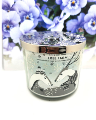 Bath and Body Works 3 Wick Candle White Barn Candle Holiday  Fall & Glitter Bag