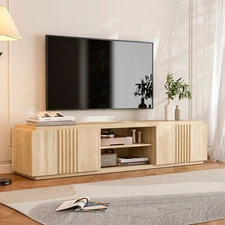 70" TV Stand for TVs up to 75", with Oversize Drawers and Open Shelves