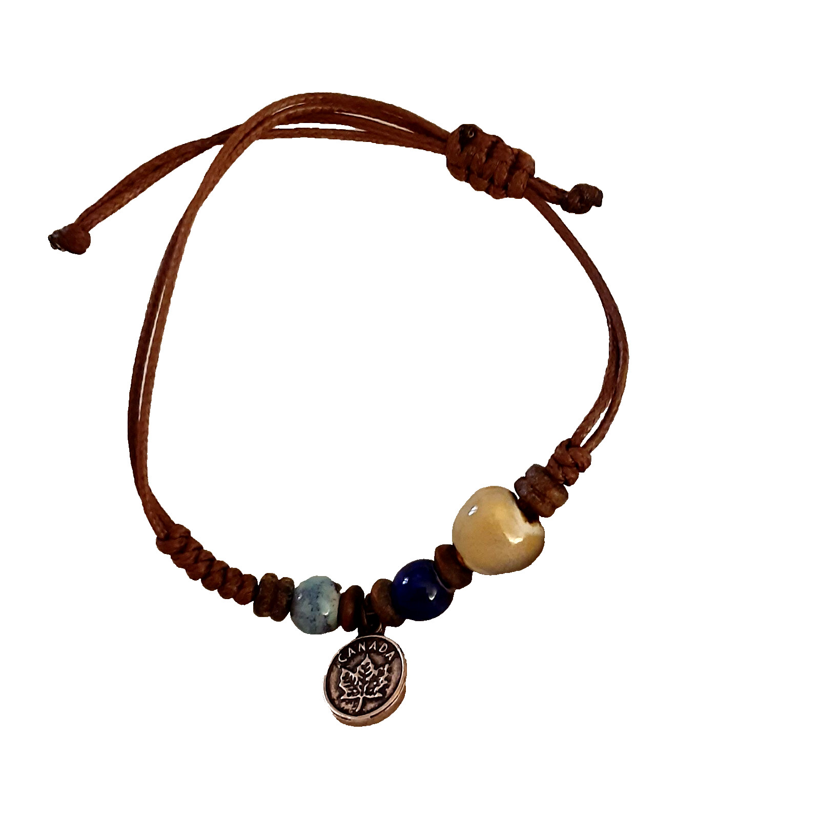 Handmade beaded string bracelet small Canada char… - image 1