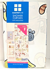 Essential Home Silly Cats Dogs Shower Curtain Polyester 70 x 72-in Animal Bath