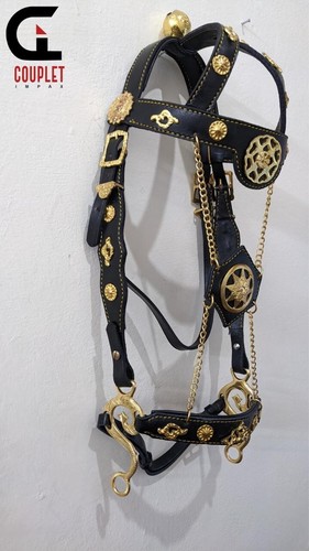 fancy horse bridle Baroque Style Horse Bridle In pure Cowhide Leather & Brass - Picture 6 of 8