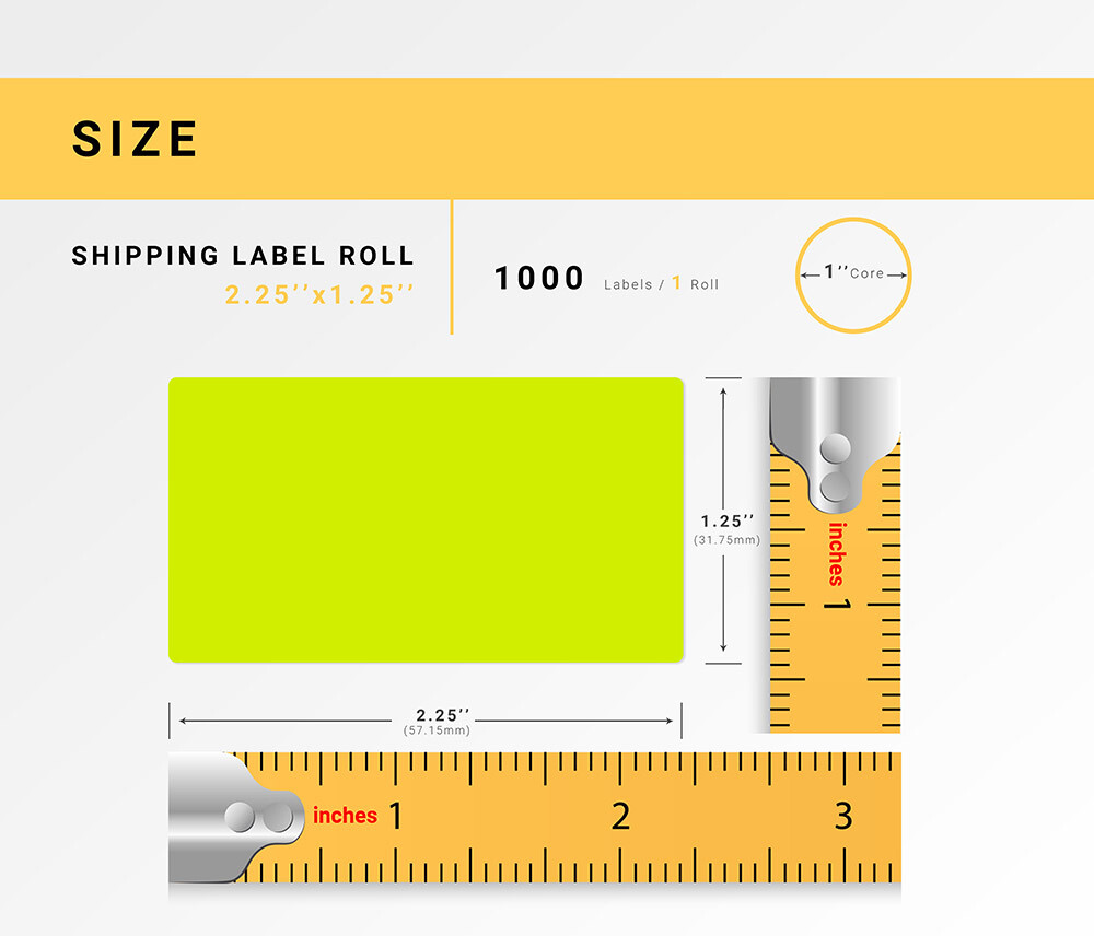 Zebra Dt225125 15pdt 8000 Thermal Labels YELLOW 2.25x1.25 For