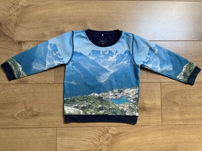 name it Kinder Oberteil Jungen Sweatshirt Alter 3 - 4 Berge Design Blau Himmel Langarm
