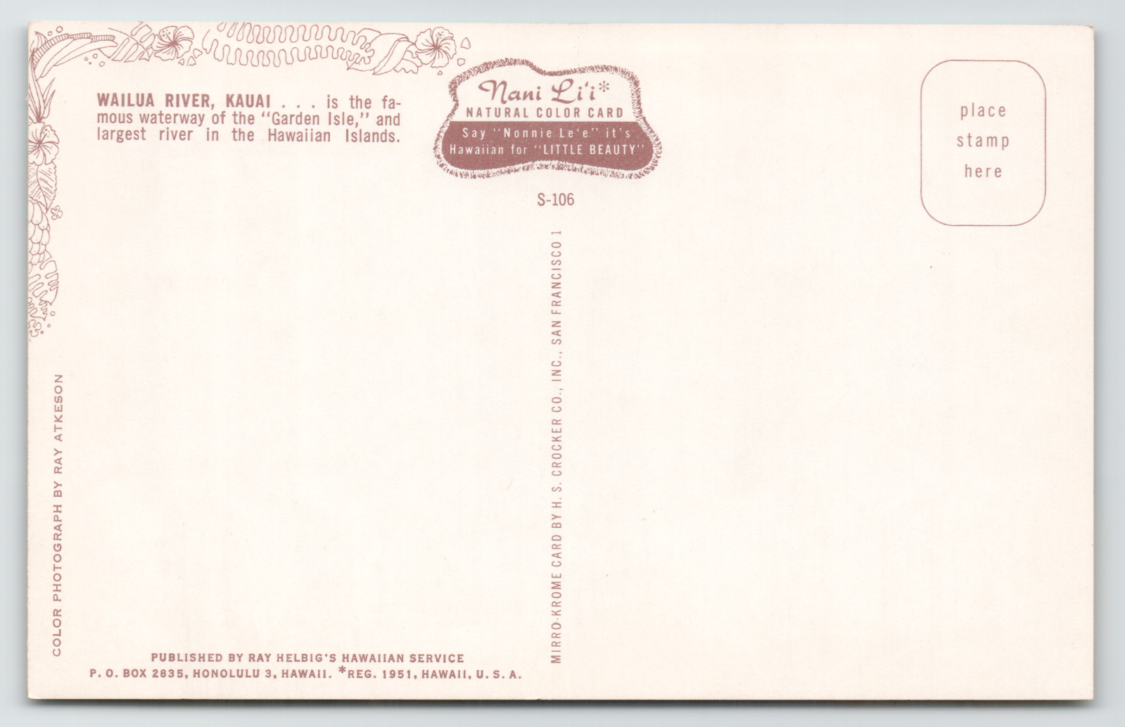 Postcard the Wailua River in Kauai, Hawaii