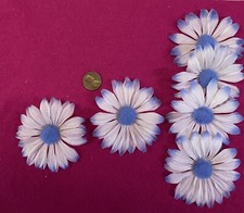 6 Millinery White Daisies with Dior Blue Tips - Japan - Vintage