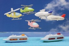 Iwako Japanese Puzzle Erasers Transport Collection Set with Aeroplane Helicopter