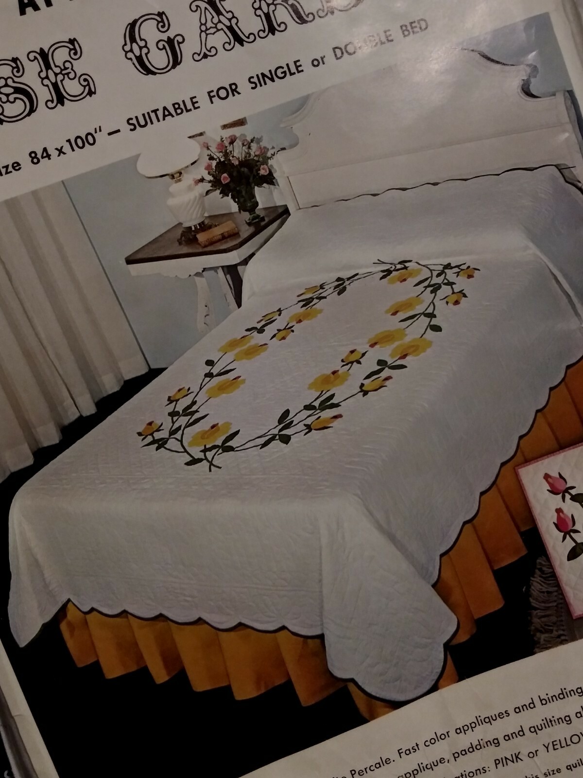 BUCILLA APPLIQUE QUILT ROSE GARDEN 84 X 100 SINGLE OR DOUBLE BED KIT