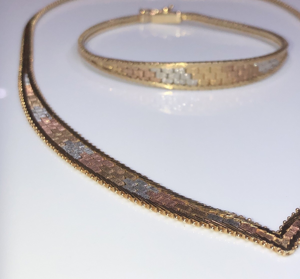 TTK Vintage Elegant Gold Mesh Bracelet and Ring chain Bracelet Set Rich and Vintage KRAMER of New York Signed Cartouche Wide  main image 2