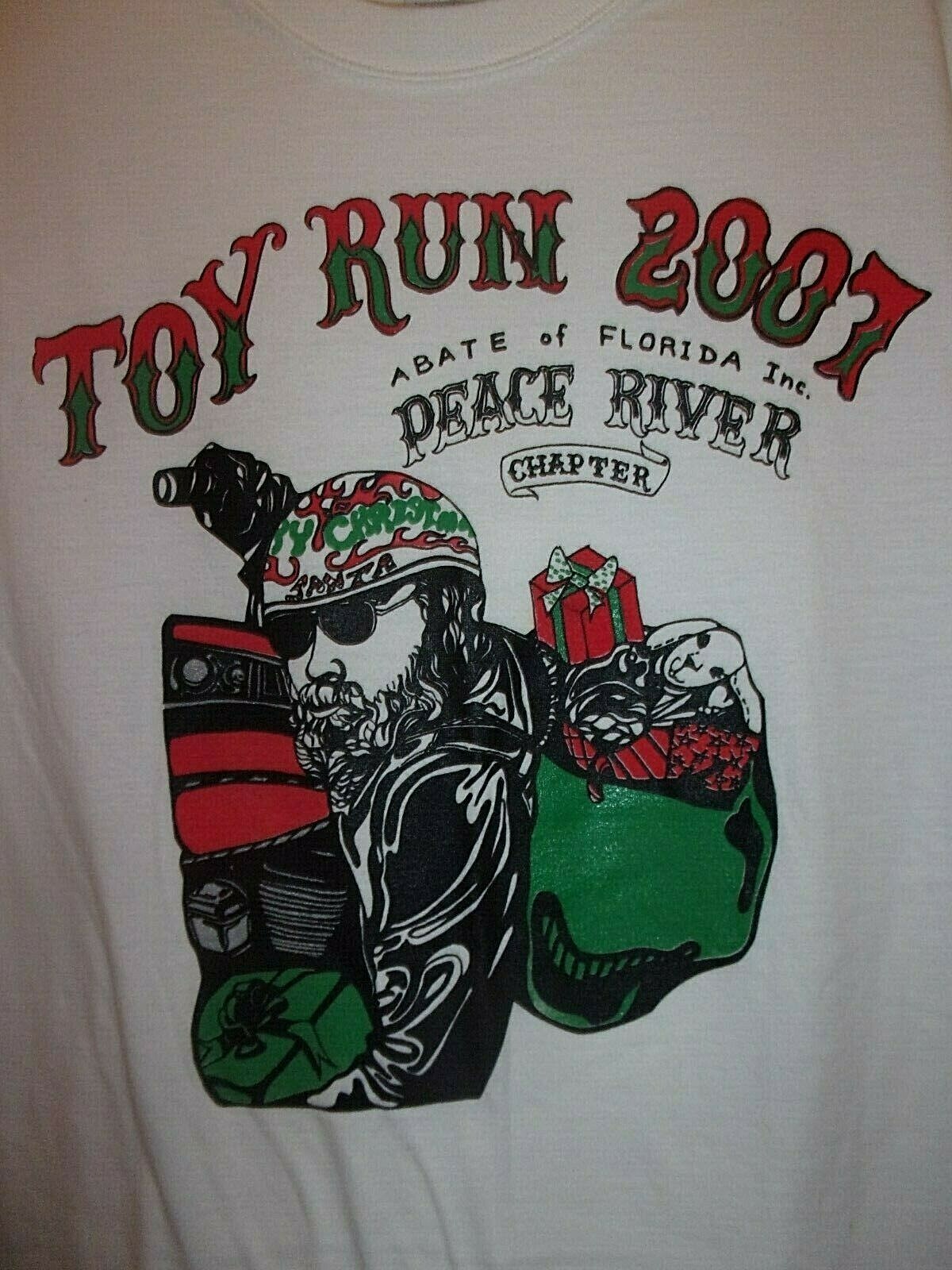 ABATE of Florida peace river chapter 2007 Toy Run white S 34 36 jersey