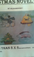 4 SMALL CHRISTMAS  CROSS STITCH PATTERNS WITH AIDA AND THREADS  WITH OUT CARDS