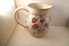 Harry and David Ceramic Water Pitcher Pink Blue Pansy Iris