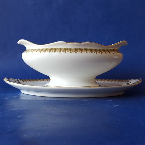 Wm. Guerin & Co Limoges France GUE76 Gravy Boat w/Attached Underplate. Red Green - Picture 7 of 12